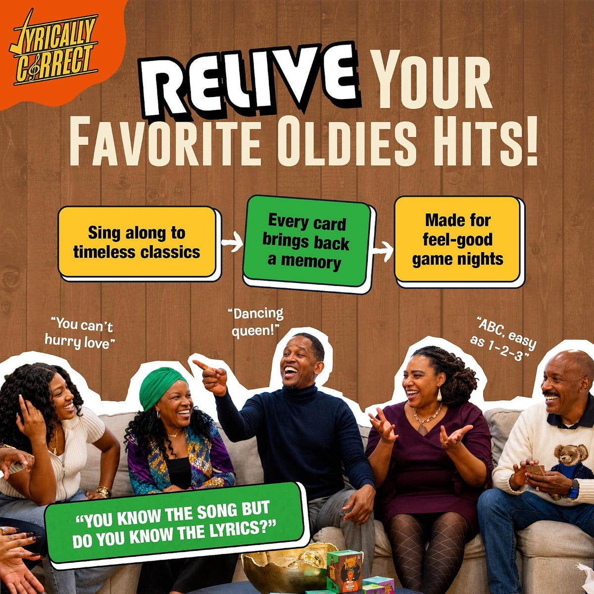 Lyrically Correct Oldies But Goodies Edition | Music Card Game Featuring Classic Hits from the 60s & 70s | Party Game for Families & Adults