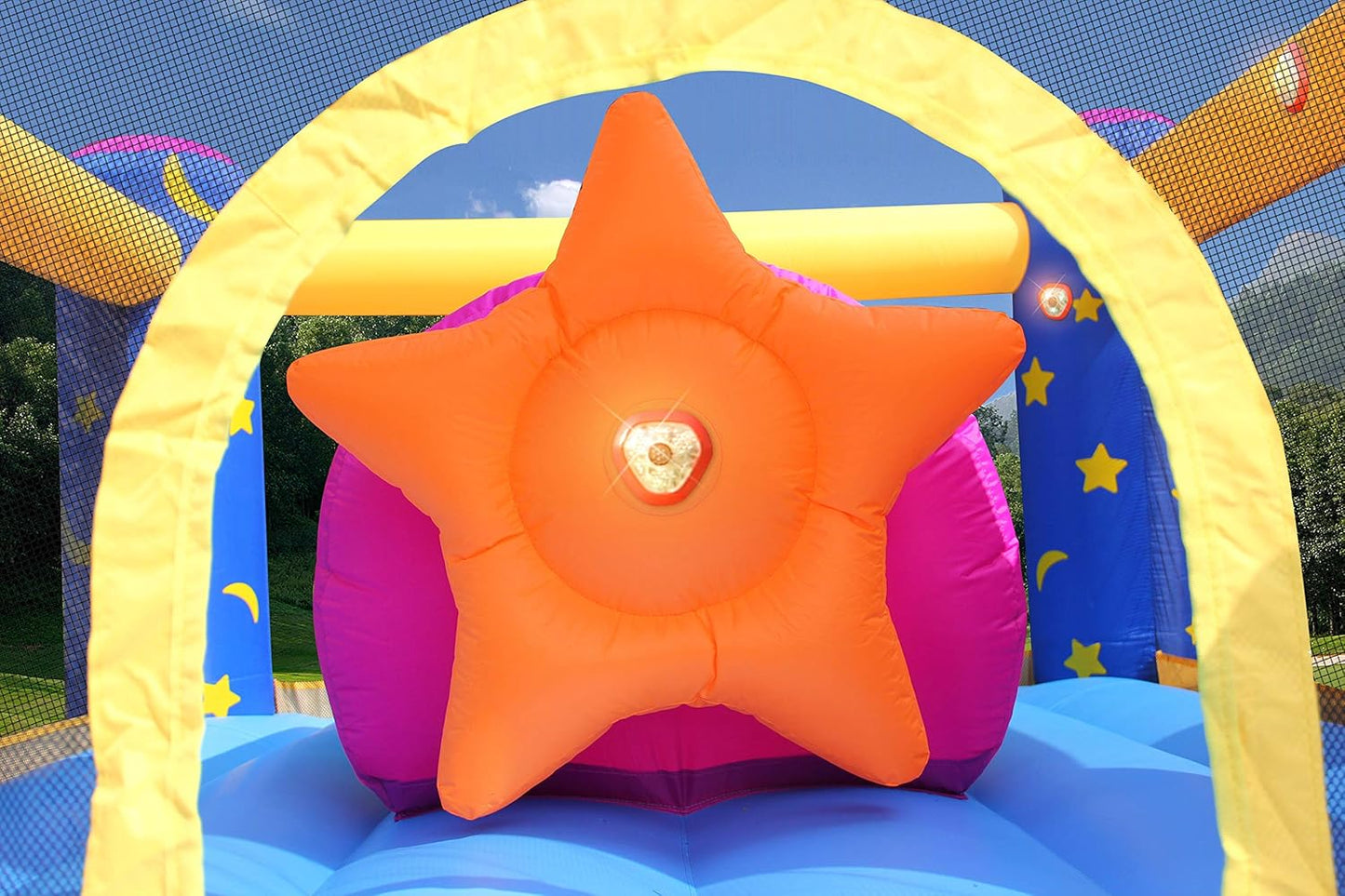 Happy Hop Fantasy Unicorn Inflatable Bouncy House with Slide, Lights & Sound | Kids Jumping Castle | Ages 3+