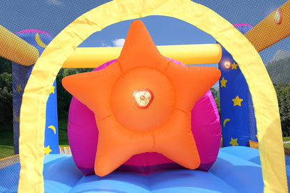 Happy Hop Fantasy Unicorn Inflatable Bouncy House with Slide, Lights & Sound | Kids Jumping Castle | Ages 3+