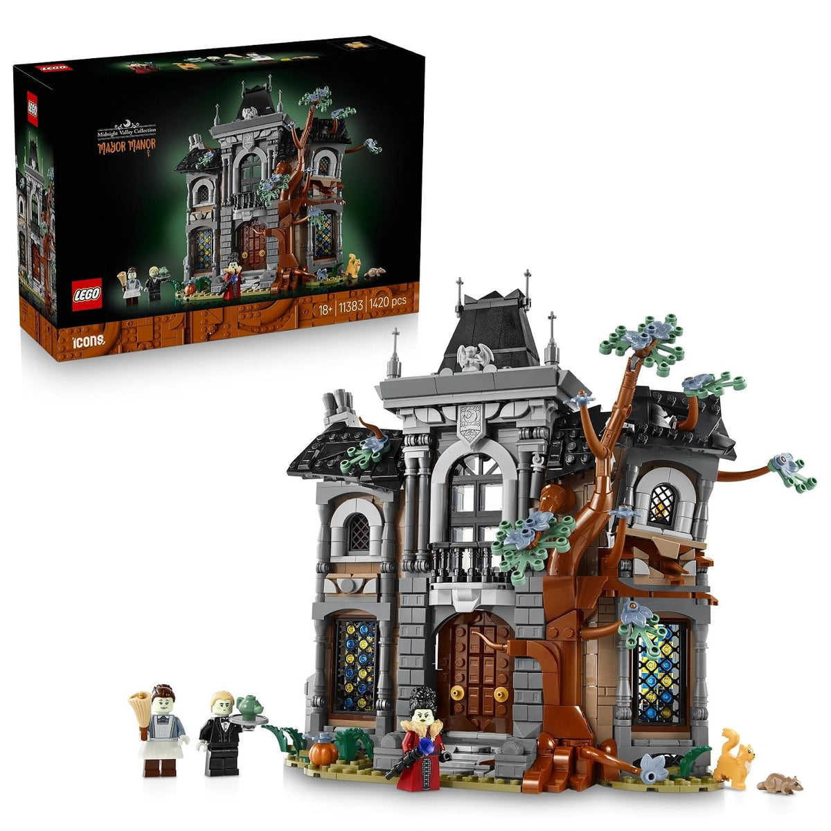 LEGO® Icons Mayor Manor 11383 – Eerie Mansion Decor | 1,420-Piece Model House Building Kit for Adults