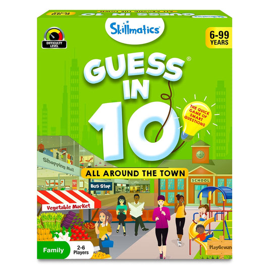 Skillmatics Card Game - Guess in 10 All Around The Town, Perfect for Boys, Girls, Kids, and Families Who Love Board Games, Travel Friendly,Gifts for Ages 6, 7, 8, 9