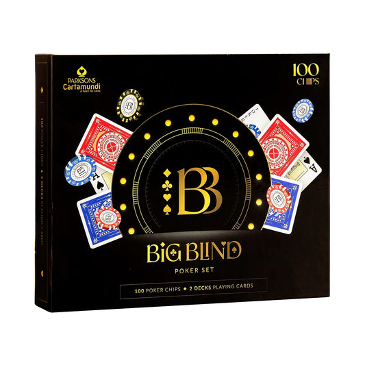 Big Blind 100-Piece Poker Chips Set with 2 Decks of Playing Cards | Complete Poker Game Set for Adults, Parties & Game Nights