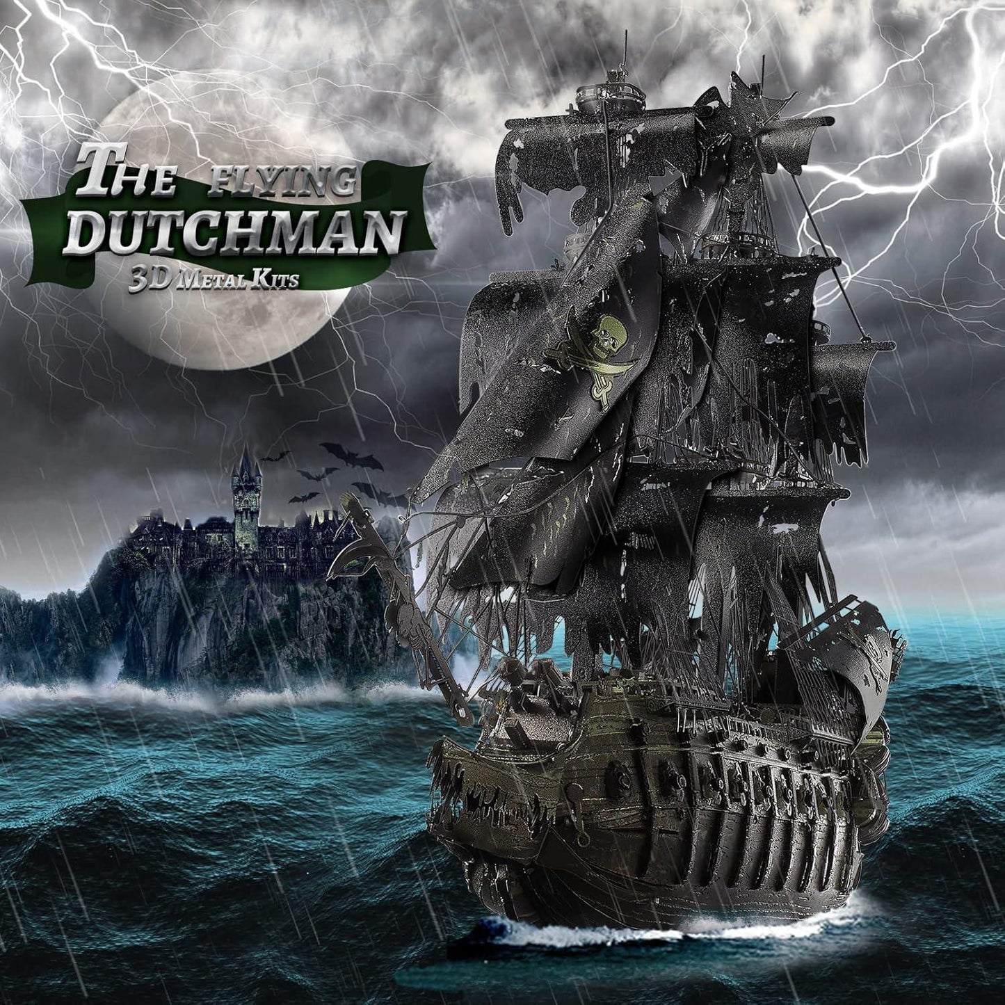 Piececool  3D Metal Puzzle The Flying Dutchman (Large) Ghost Ship – 369 Pieces – Level 4 Difficulty – Stainless Steel DIY Model Kit- Age16+