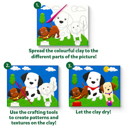 Skillmatics Art & Craft Kit - Colour with Clay, No Mess Art, Create A Clay Canvas of Pups at The Park, Gifts for Ages 5 to 12