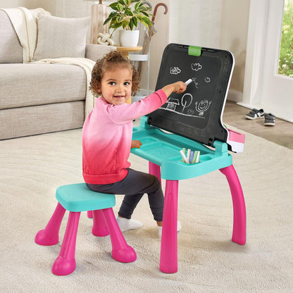 VTech Explore & Write Deluxe Activity Desk Pink Interactive Learning Table with Stool & Stylus | Educational Toy for Toddlers