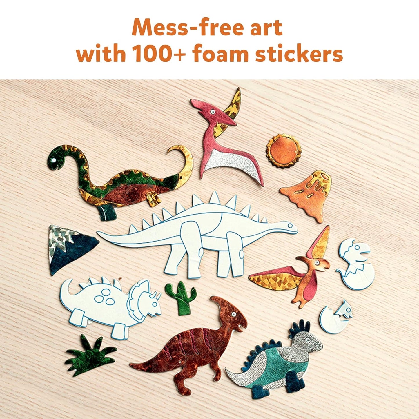 Skillmatics Art & Craft Activity - Foil Fun Dinosaurs, No Mess Art for Kids, Craft Kits & Supplies, DIY Creative Activity, Christmas Gifts for Boys & Girls Ages 4, 5, 6, 7, 8, 9, Travel Toys