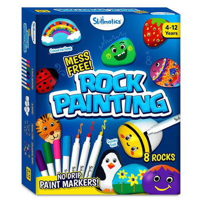 Skillmatics Rock Painting Kit - Mess-Free Art & Craft Activity For Girls & Boys, Craft Kits & Supplies, Diy Creative Activity, Gifts For Kids Ages 4, 5, 6, 7, 8, 9, 10, 11, 12, Multicolor