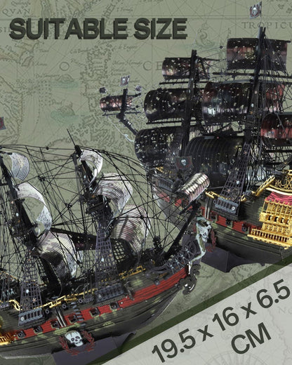 Piececool  3D Metal Puzzle The Queen Anne’s Revenge Pirate Ship (Large) – 439 Pieces – Level 5 Difficulty – Stainless Steel DIY Model Kit-Age16+