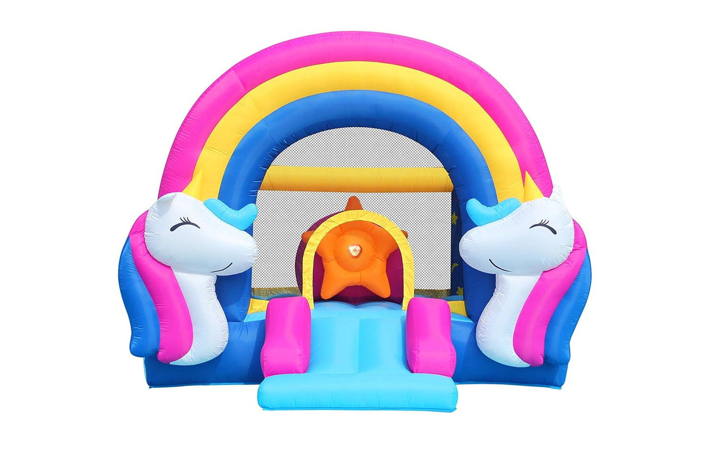 Happy Hop Fantasy Unicorn Inflatable Bouncy House with Slide, Lights & Sound | Kids Jumping Castle | Ages 3+