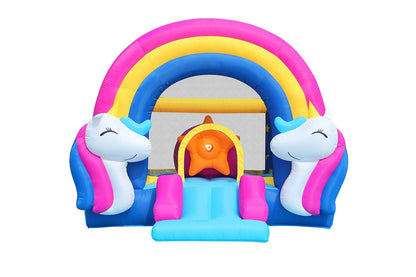 Happy Hop Fantasy Unicorn Inflatable Bouncy House with Slide, Lights & Sound | Kids Jumping Castle | Ages 3+