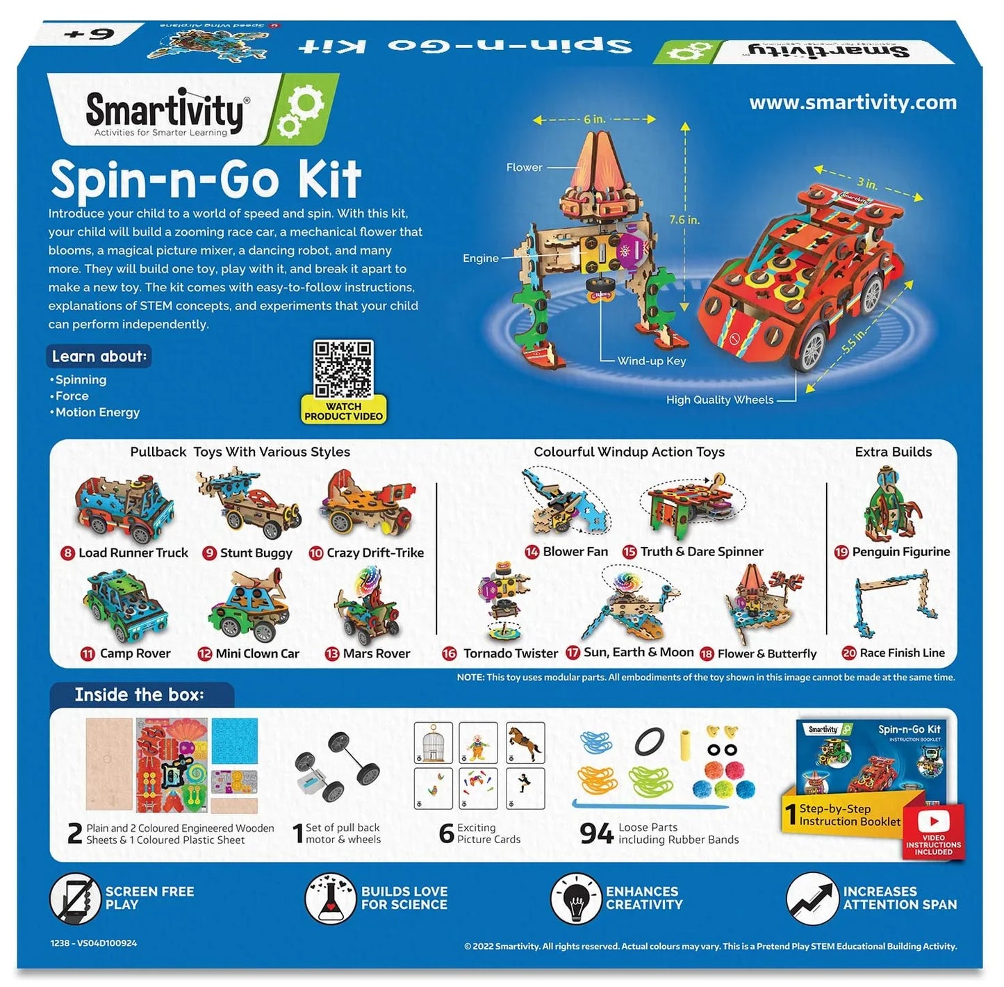 Engage kids with Smartivity 20-in-1 Spin-n-Go Kit. Build robots, cars, airplanes & more. Fun STEM DIY toy for kids 6-12. Perfect birthday gift! - Jaiman Toys