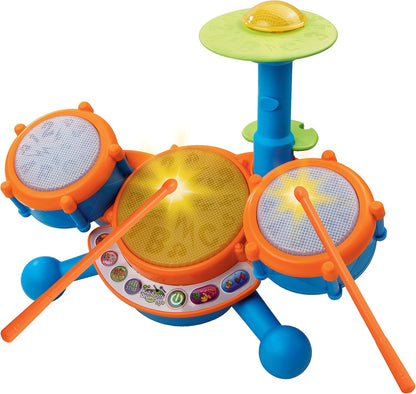 VTech KidiBeats Drum Set (Frustration Free Packaging), Orange | Interactive Musical Drum Kit with Lights, Drumsticks & Educational Learning Toy for Kids
