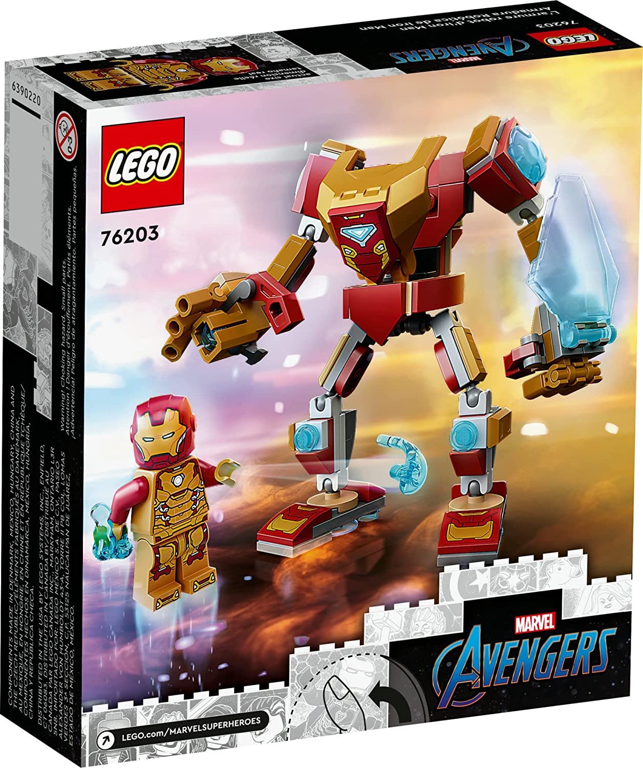 ( Damage box ) LEGO 76203! Marvel IronMan Mech Armor Building Kit; Collectible Mech and Mini-figure for IronMan Fans Aged 7+ (Multicolor) -130 Pieces