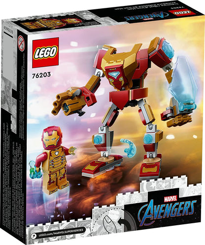 ( Damage box ) LEGO 76203! Marvel IronMan Mech Armor Building Kit; Collectible Mech and Mini-figure for IronMan Fans Aged 7+ (Multicolor) -130 Pieces