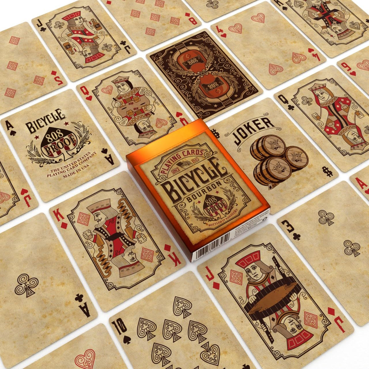 Bicycle Bourbon Playing Cards – Vintage Poker Deck with Air-Cushion Finish & Copper Foil Tuck Box