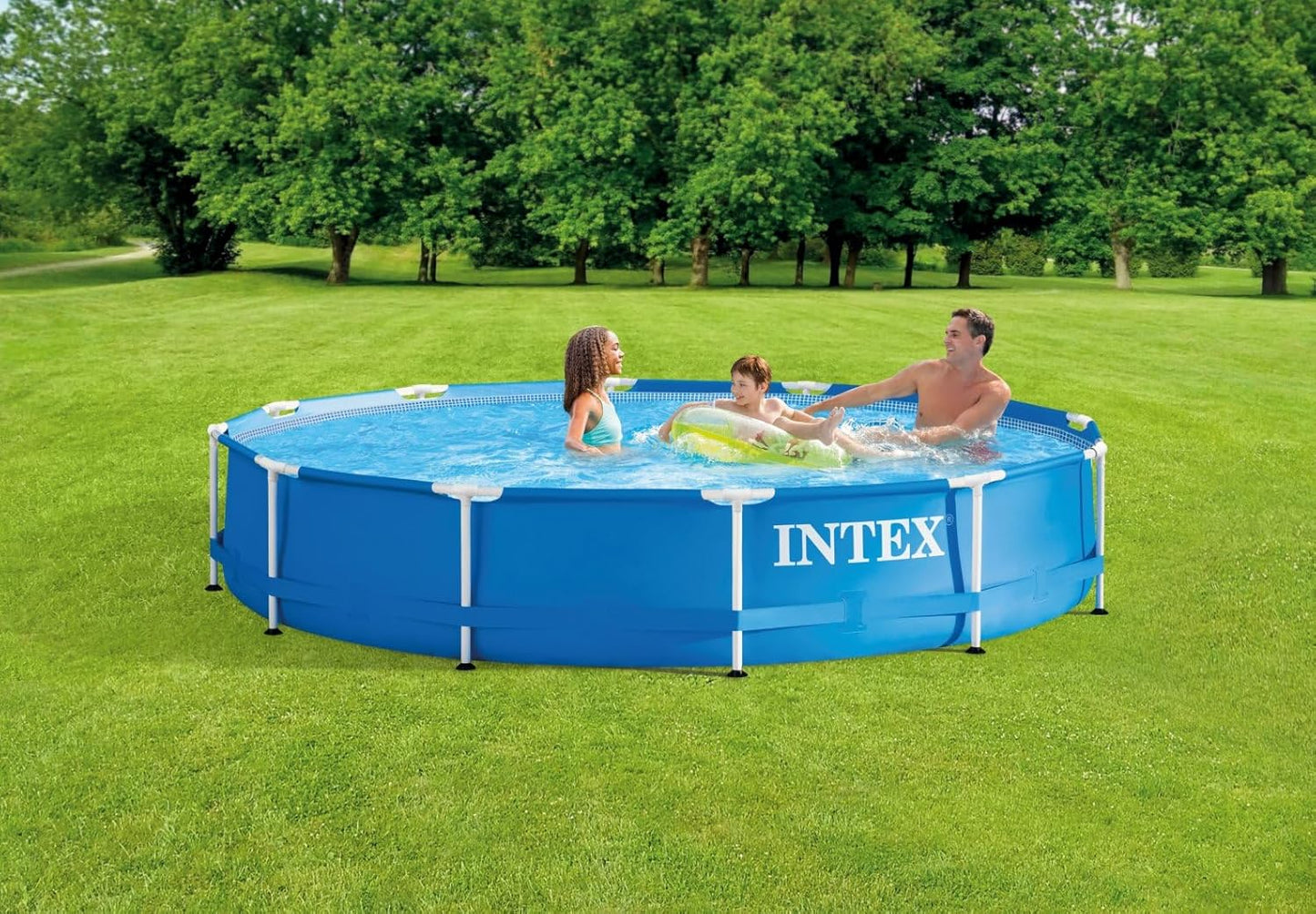 Intex Metal Frame Pool 28210 – 12 ft × 30 in (366 × 76 cm) Round Above Ground Swimming Pool | Rust-Resistant Steel Backyard Pool