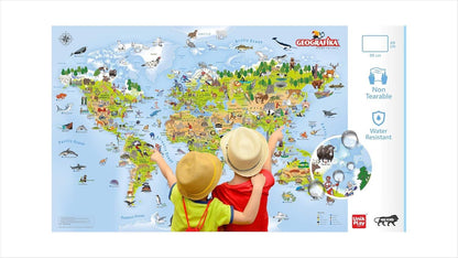 UnikPlay Geografika World Map Game with Illustrated Map & 40 Game Cards – Fun & Educational Geography Board Game for Kids Ages 6+ - Jaiman Toys