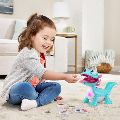 VTech Sandy Snacks-a-Lot Learning Toy for Toddlers | Interactive Feeding Dinosaur with Food Tokens, Lights, Sounds, Music & Early Learning Activities