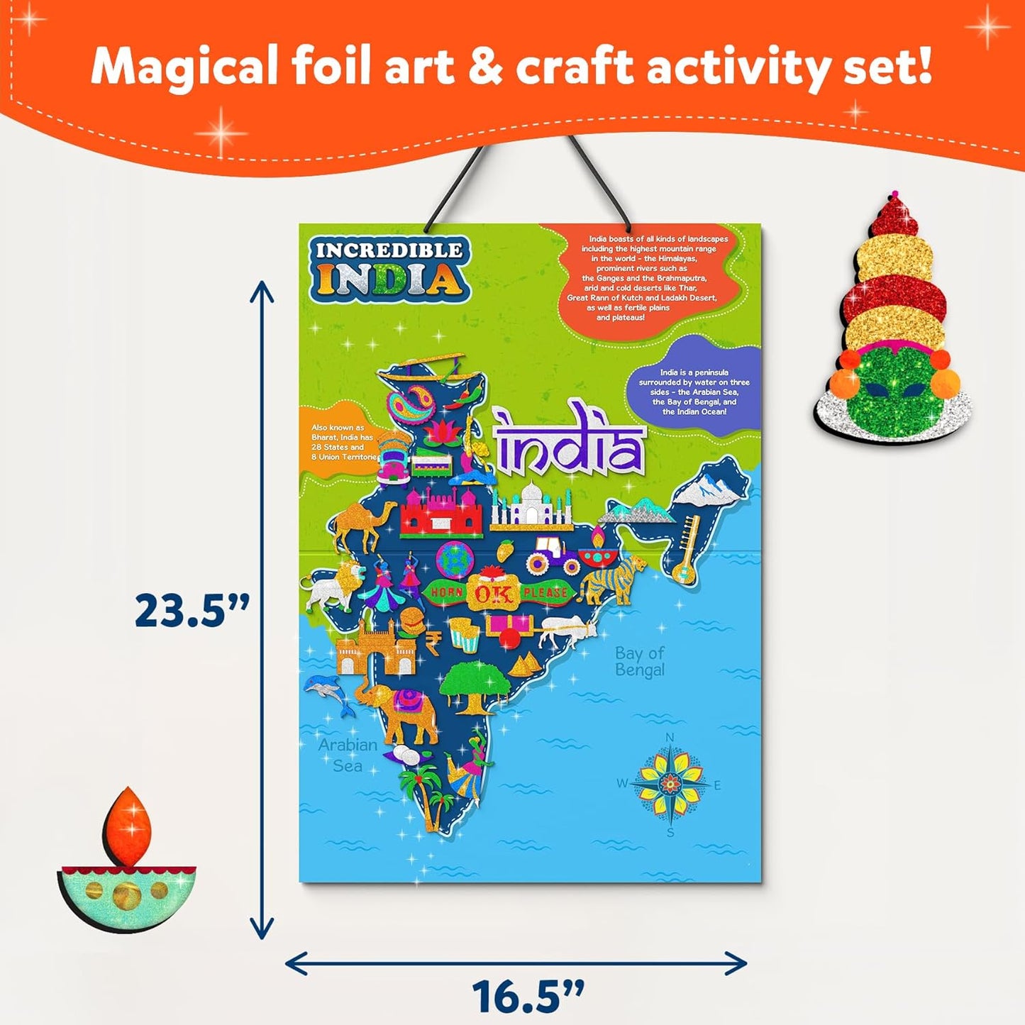 Skillmatics Art & Craft Activity - Foil Fun Incredible India, No Mess Art for Kids, DIY Creative & Educational Activity, Gifts for Ages 4, 5, 6, 7, 8, 9, 10, 11, 12