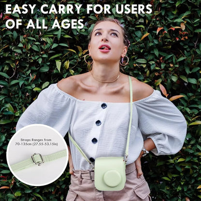 PU Leather Camera Case for Instax Mini SE – Protective Pouch with Adjustable Shoulder Strap - Green - Jaiman Toys