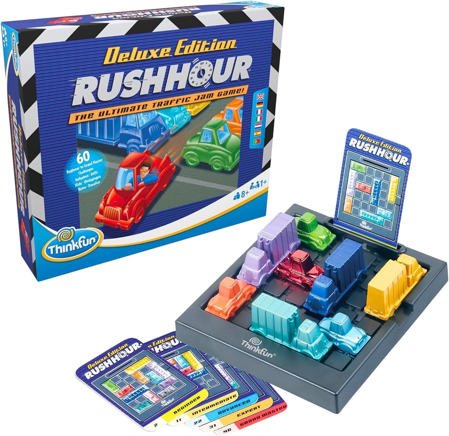 ThinkFun Rush Hour Deluxe Edition Logic Puzzle Game | Award-Winning Traffic Jam Brain Teaser with 60 Challenges | STEM Learning, Critical Thinking & Problem Solving Board Game for Kids Age 8+ & Adults | Single Player