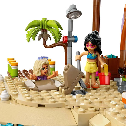 LEGO Friends 42673 Family Holiday Beach Resort Toy with 6 Mini Dolls, plus Turtle & Dolphin Animal Figures, an Ice Cream Stand and Accessories - Creative Birthday Gift for 8+ Year Old Girls