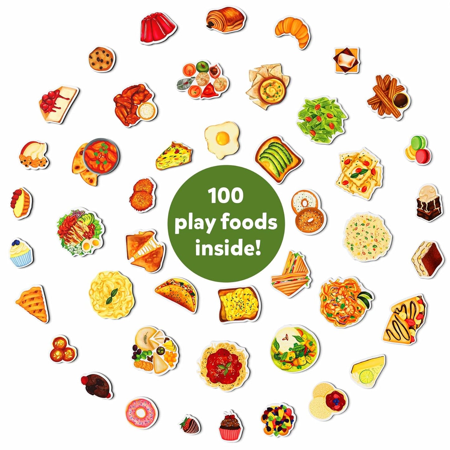 Skillmatics Pretend Play Playset - 100 Most Real Play Foods for Child's Play, Back-to-School Kitchen Accessories, Play Kitchen Toys, Gifts for Boys, Girls, Kids & Toddlers Ages 3 and up