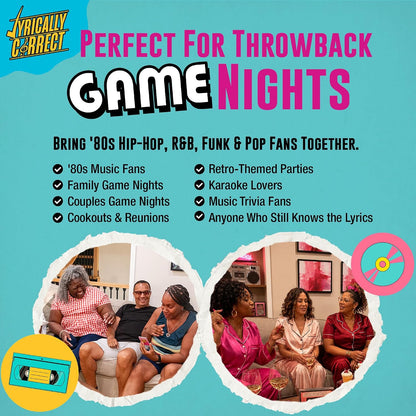 Lyrically Correct 80's Mixtape Edition | Music Card Game | Standalone Party Game for Families & Adults | 80s Pop, Funk, Hip-Hop & R&B