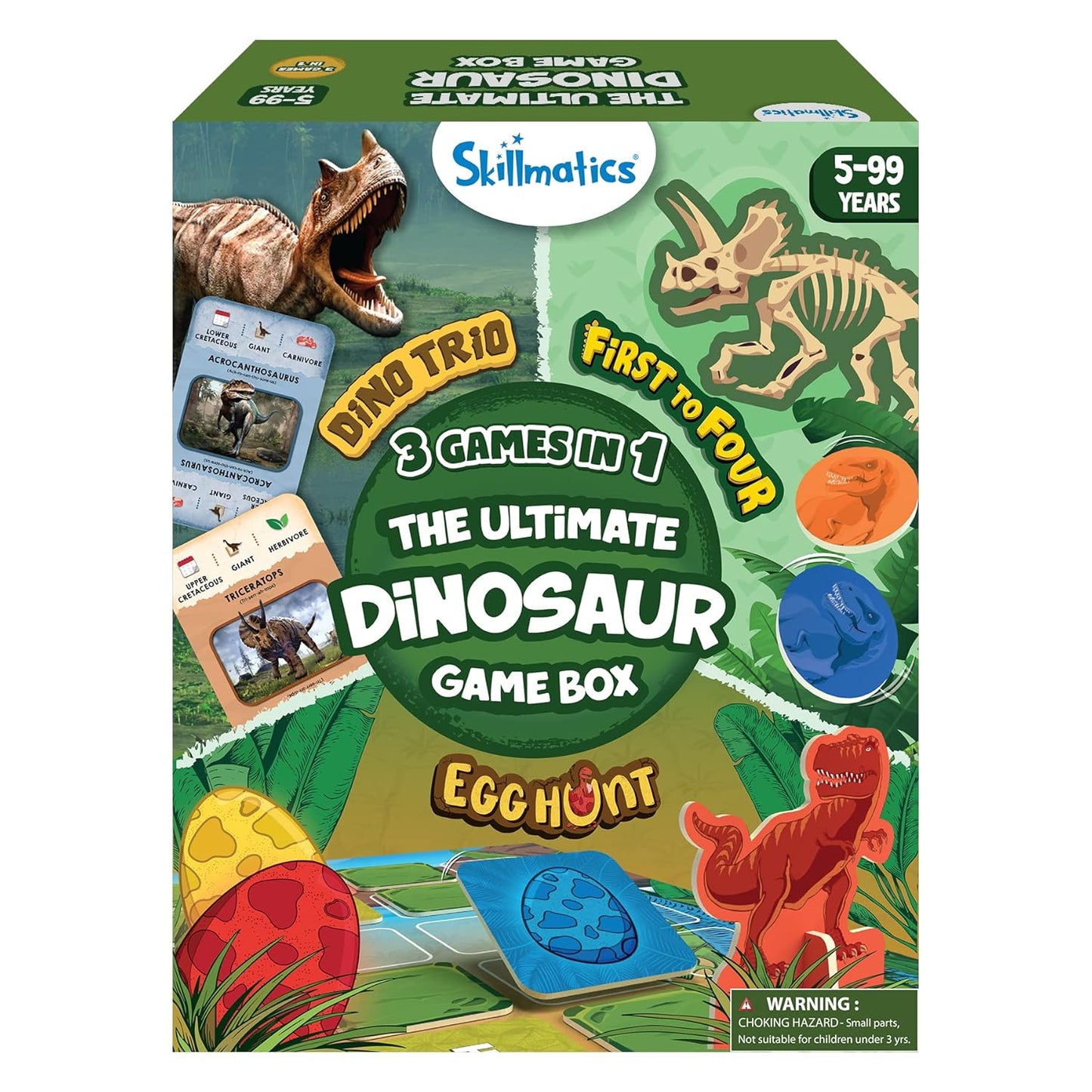 Skillmatics Ultimate Dinosaur Game Box - 3 Family Friendly Games in 1, Perfect for Kids Ages 5 and Up, Great Gift