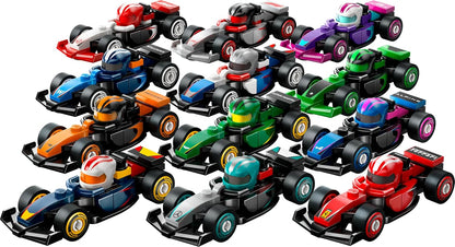 LEGO 71049 F1 Collectible Race Cars  Mini F1 Vehicles with Helmets (Ages 6+) - 1 Piece Random