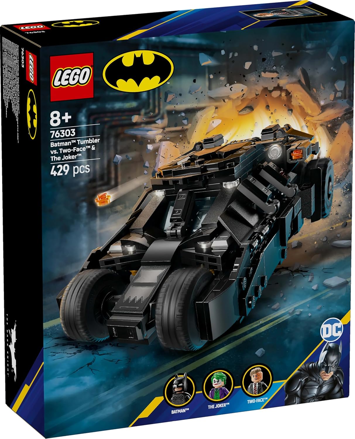 LEGO 76303 Super Heroes Batman Tumbler vs. Two Face & Joker Toy, Birthday Present, Blocks, Boys, Girls, Children, 8, 9, 10 Years, Elementary School Figure, Toy
