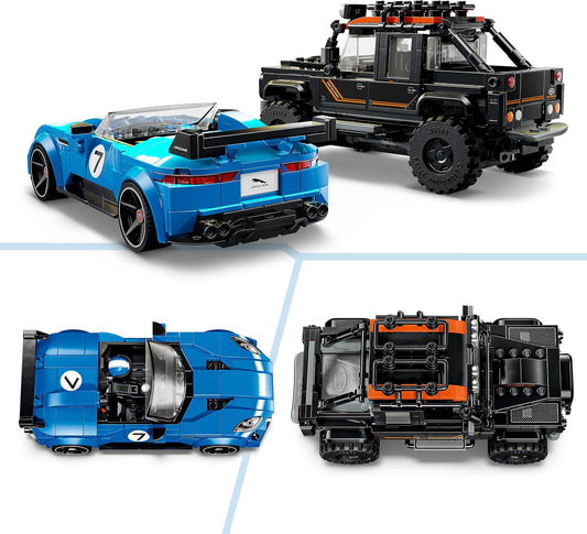 LEGO 77264 Speed Champions Jaguar Project 7 & Land Rover Defender – 2-Car Set with 2 Driver Minifigures, Ages 10+