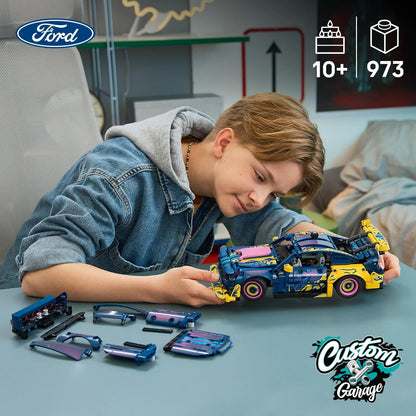 LEGO 42236 Technic Custom Garage Ford Mustang GT – 973-Piece Customizable Car Building Set, Ages 10+