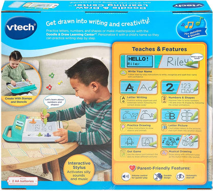 VTech Doodle & Draw Learning Center | Interactive Educational Writing & Drawing Board with LCD Screen, Stencils, Magnetic Stamps, Stylus & Learning Games | Preschool Learning Toy
