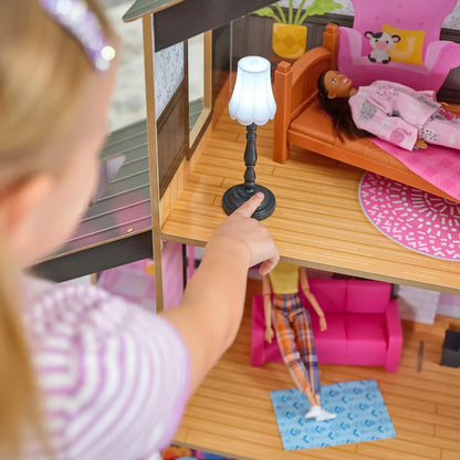 Windmill Elevator 2-in-1 Wooden Barn & Dollhouse with Horse and Lights & Sounds, Over 3 Feet Tall, Pink