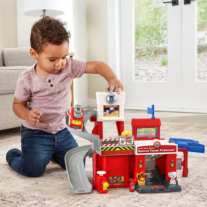 VTech Go! Go! Smart Wheels Rescue Tower Firehouse | Interactive Fire Station Playset with SmartPoint Fire Truck, Lights, Sounds & Rescue Missions for Toddlers