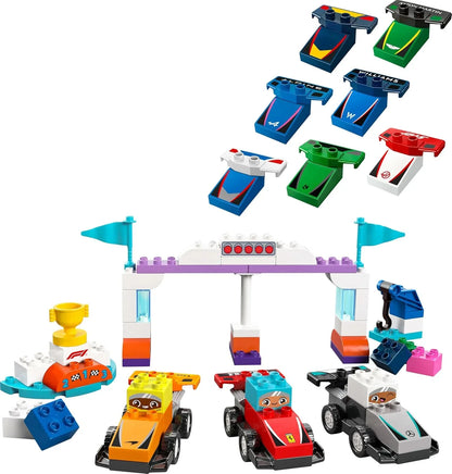 LEGO DUPLO 10445 Town F1 Team Race Cars & Drivers Building Toy for Imaginative Play, Formula One Birthday Gift for 2 Plus Year Old Toddlers, Boys & Girls, Helps Build Fine Motor Skills