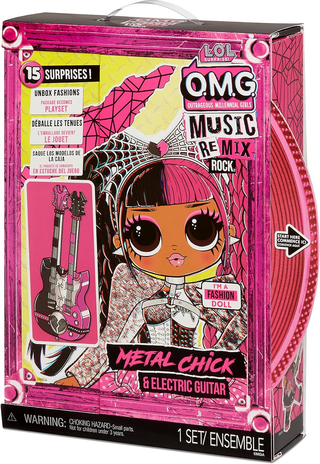 LOL Surprise OMG Remix Rock Metal Chick Fashion Doll with 15 Surprises Including Electric Guitar, Outfit, Shoes, Stand, Lyric Magazine & Record Player Playset- Gift Toys for Girls Boys Ages 4 5 6 7+