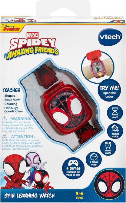 VTech Marvel Spidey and His Amazing Friends Spin Learning Watch | Interactive Educational Kids Watch with 4 Games, Clock, Alarm, Timer & Spidey Voice