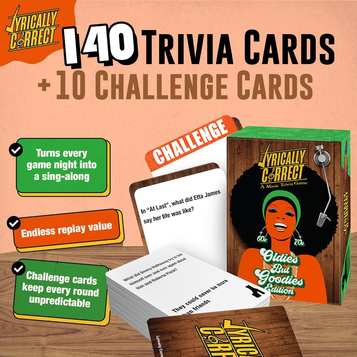 Lyrically Correct Oldies But Goodies Edition | Music Card Game Featuring Classic Hits from the 60s & 70s | Party Game for Families & Adults