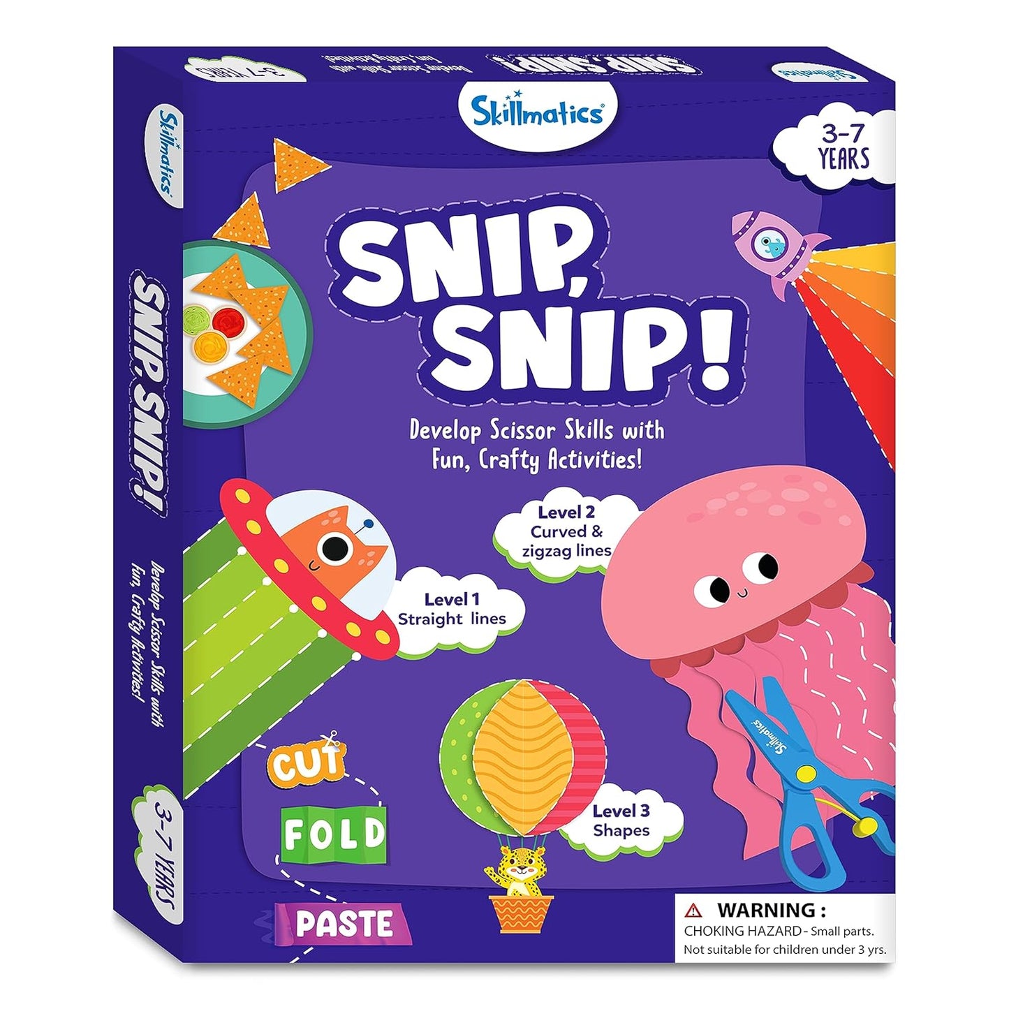 Skillmatics Art & Craft Activity Kit - Snip, Snip, Practice Scissor Skills, Craft Kits & Supplies, 25 DIY Activities, Gifts for Toddlers, Girls & Boys Ages 3, 4, 5, 6, 7, Travel Toys,Multicolor, Paper