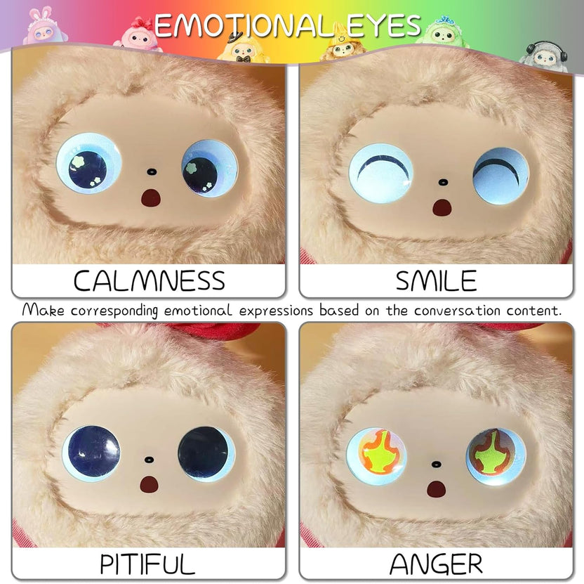 AI Interactive Plush Toy with LED Eyes | Smart AI Talking Plush Companion | App-Controlled Intelligent Plush Robot | Soft Rechargeable Interactive Toy | Grey | 9 Inch