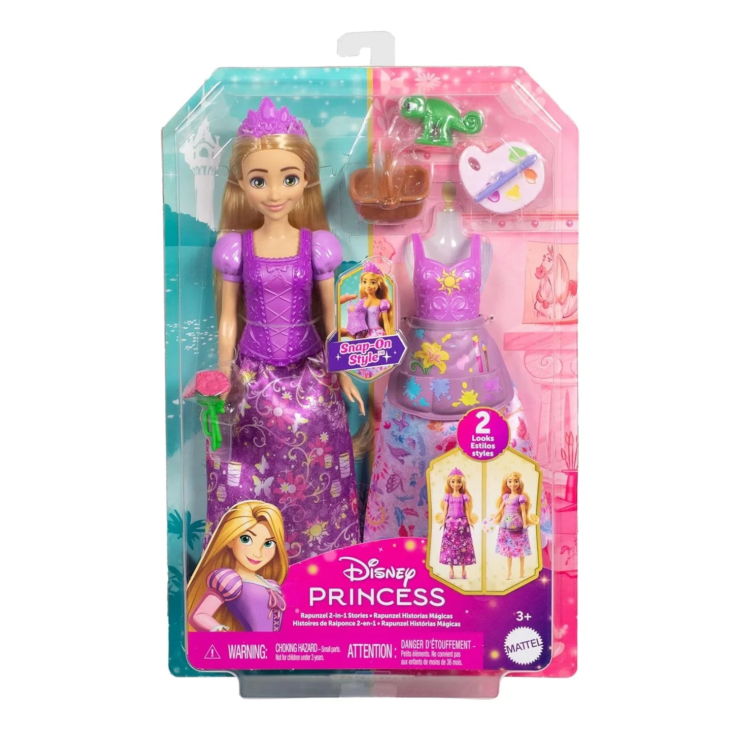 Disney Princess 2-in-1 Stories Rapunzel Fashion Doll with 2 Snap-On Bodices, 2 Skirts & 9 Accessories - Jaiman Toys