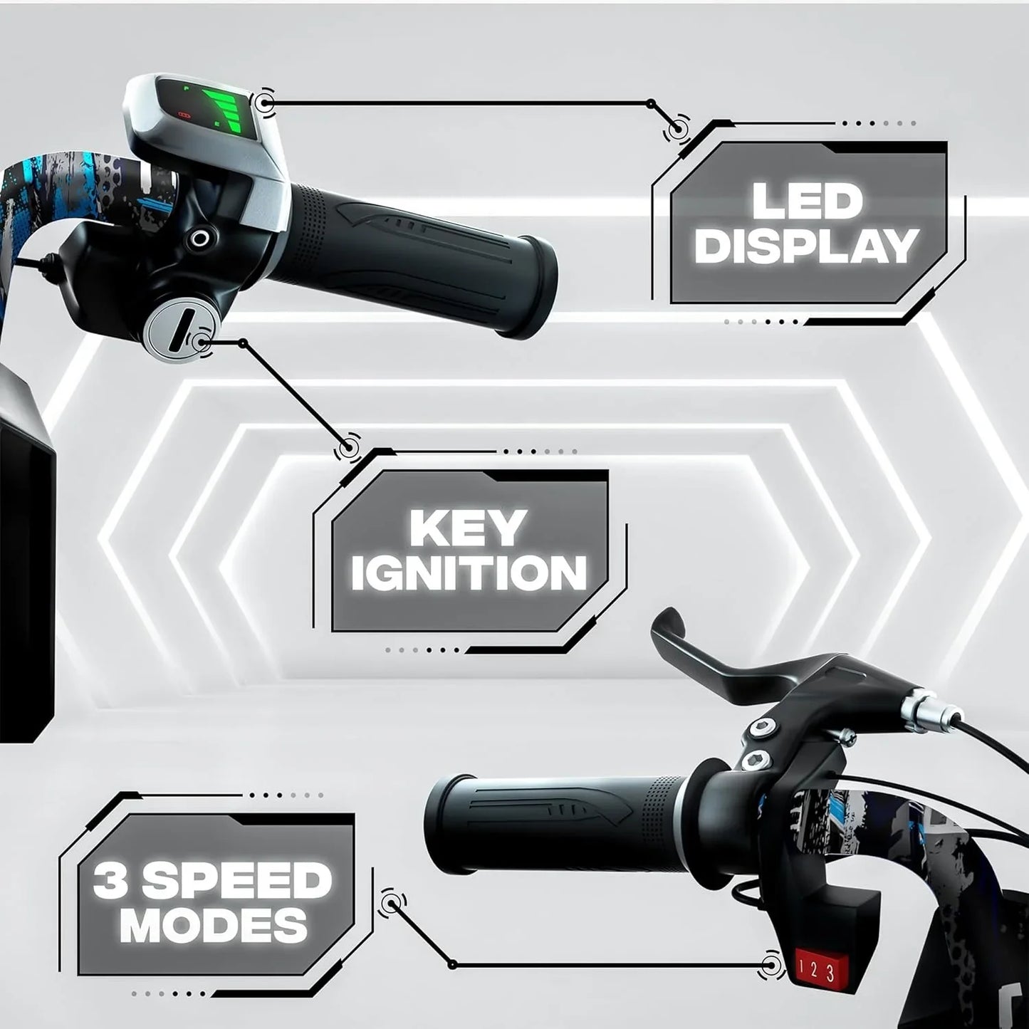 Uboard Blue 3-Wheel Drifter for Kids 6+: LED Lights, Bluetooth Front Disc Brakes - Jaiman Toys