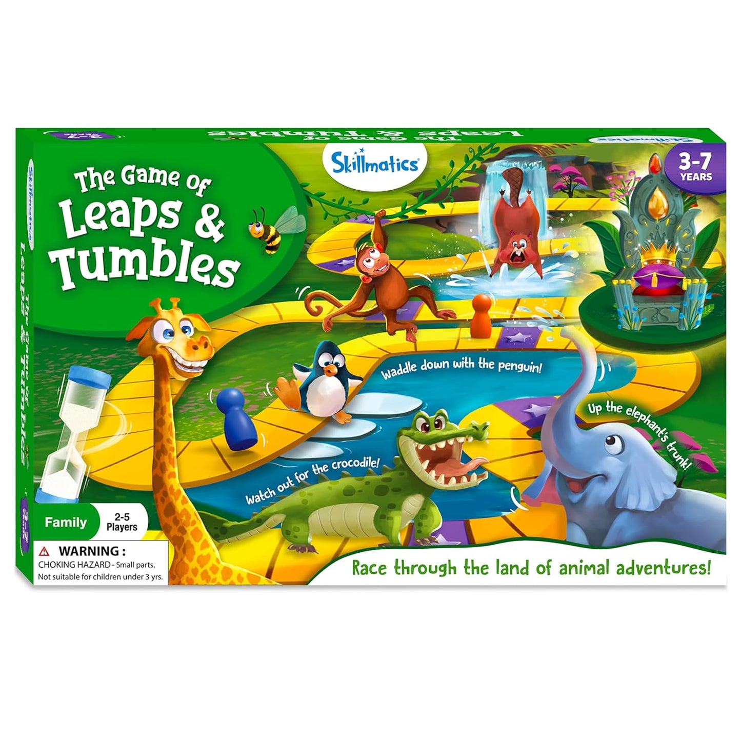 Skillmatics Board Game - Leaps & Tumbles, Classic Game with a Twist for Kids, Preschoolers, Toddlers, Gifts for Girls & Boys Ages 3, 4, 5, 6, 7