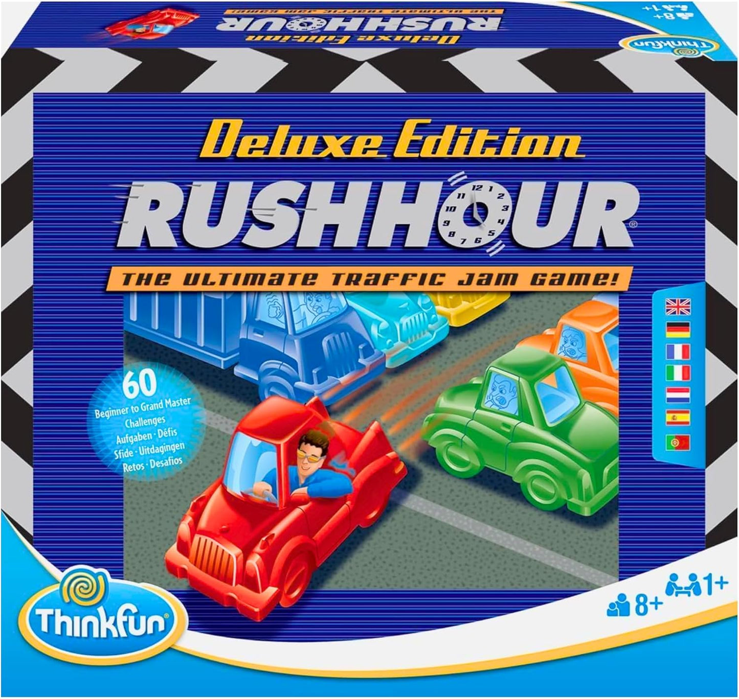 ThinkFun Rush Hour Deluxe Edition Logic Puzzle Game | Award-Winning Traffic Jam Brain Teaser with 60 Challenges | STEM Learning, Critical Thinking & Problem Solving Board Game for Kids Age 8+ & Adults | Single Player