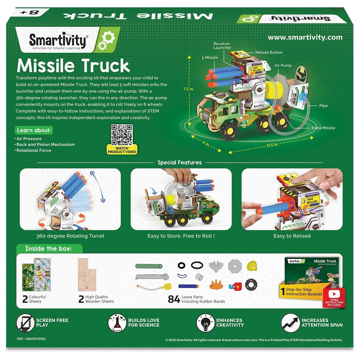 Smartivity DIY Military Vehicle STEM Set – Army Truck with Missile Launch for Kids 8–14 - Jaiman Toys
