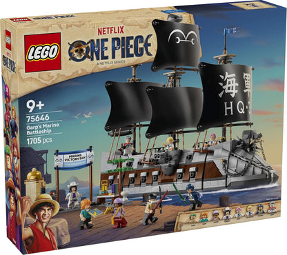 LEGO 75646 ONE PIECE Garp’s Marine Battleship – 1,705-Piece Ship Building Set with 8 Minifigures, Ages 10+
