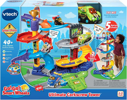 VTech Go! Go! Smart Wheels Ultimate Corkscrew Tower | Interactive Race Track Playset with Corkscrew Spiral, SmartPoint Vehicle & Educational Toy for Toddlers