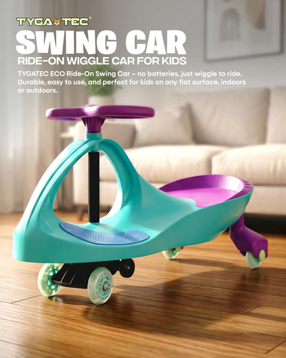 UB Junior Tygatec Swing Car Eco Ride-On Toy for Kids | Self-Propelled Wiggle Car | Manual Ride-On Car | No Battery Required | Smooth Steering | Indoor & Outdoor Play | Purple | for Kids, Teens & Adults